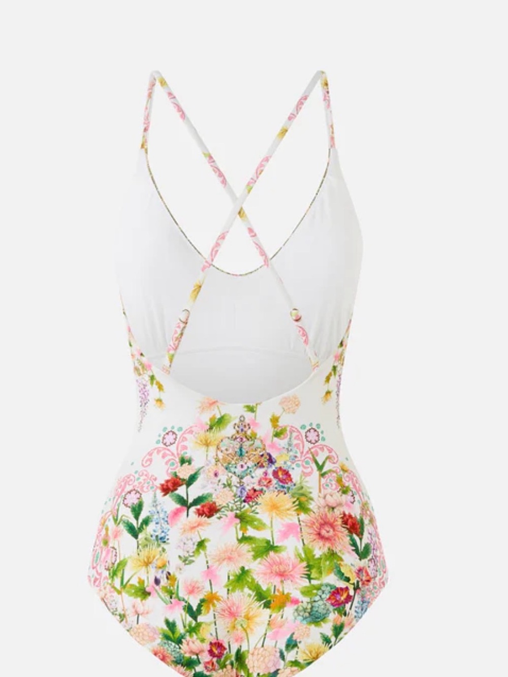 Camilla White Floral & Jeweled-Print Crisscross One-Piece Swimsuit - Picture 3 of 5